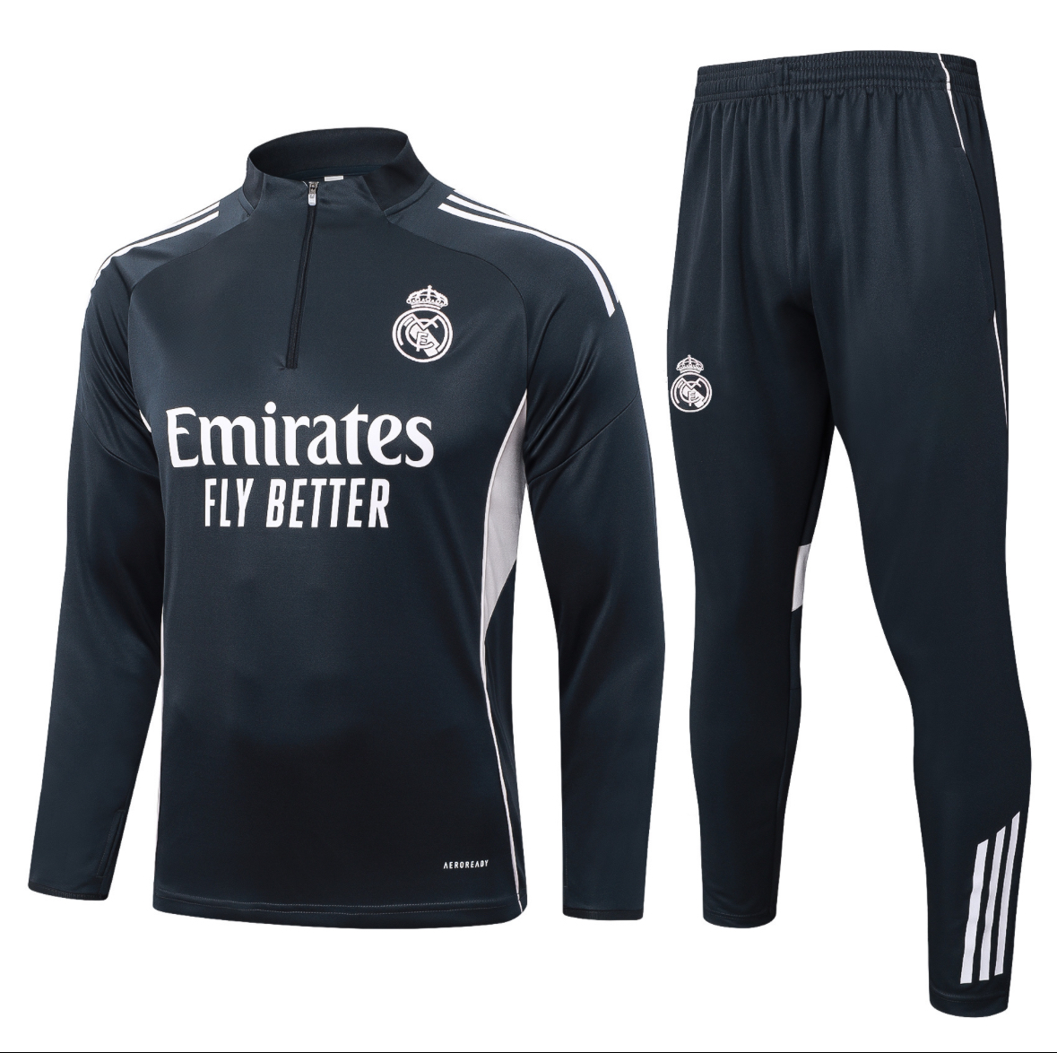 25/26 Real Madrid Black and White Tracksuit