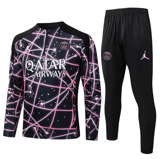 25/26 PSG Paris Saint Germain Black and Pink Tracksuit