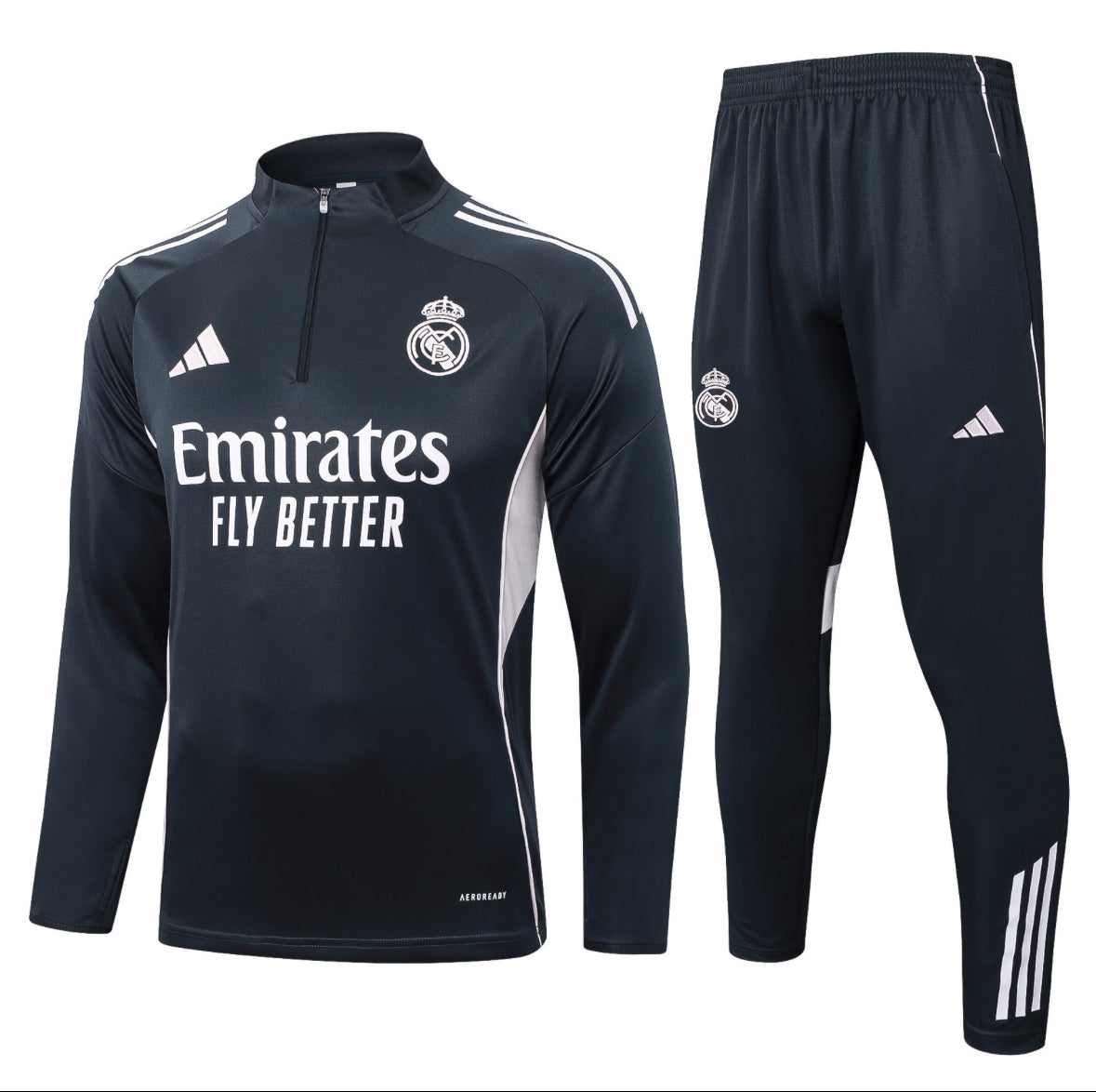 25/26 Real Madrid Black and White Tracksuit