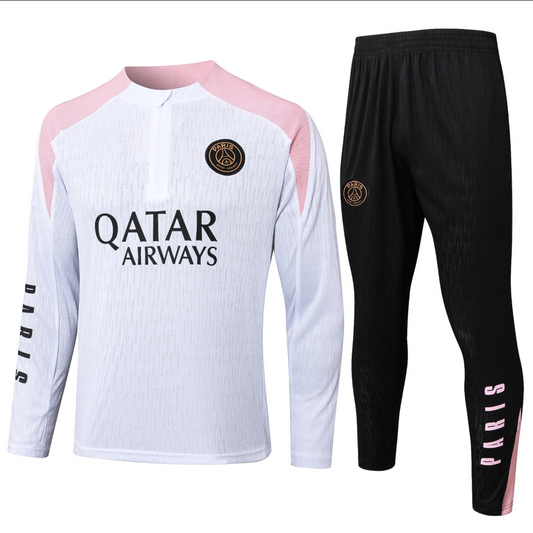 25/26 PSG Paris Saint Germain White and Pink Tracksuit