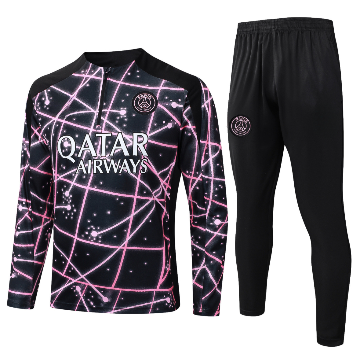25/26 PSG Paris Saint Germain Black and Pink Tracksuit